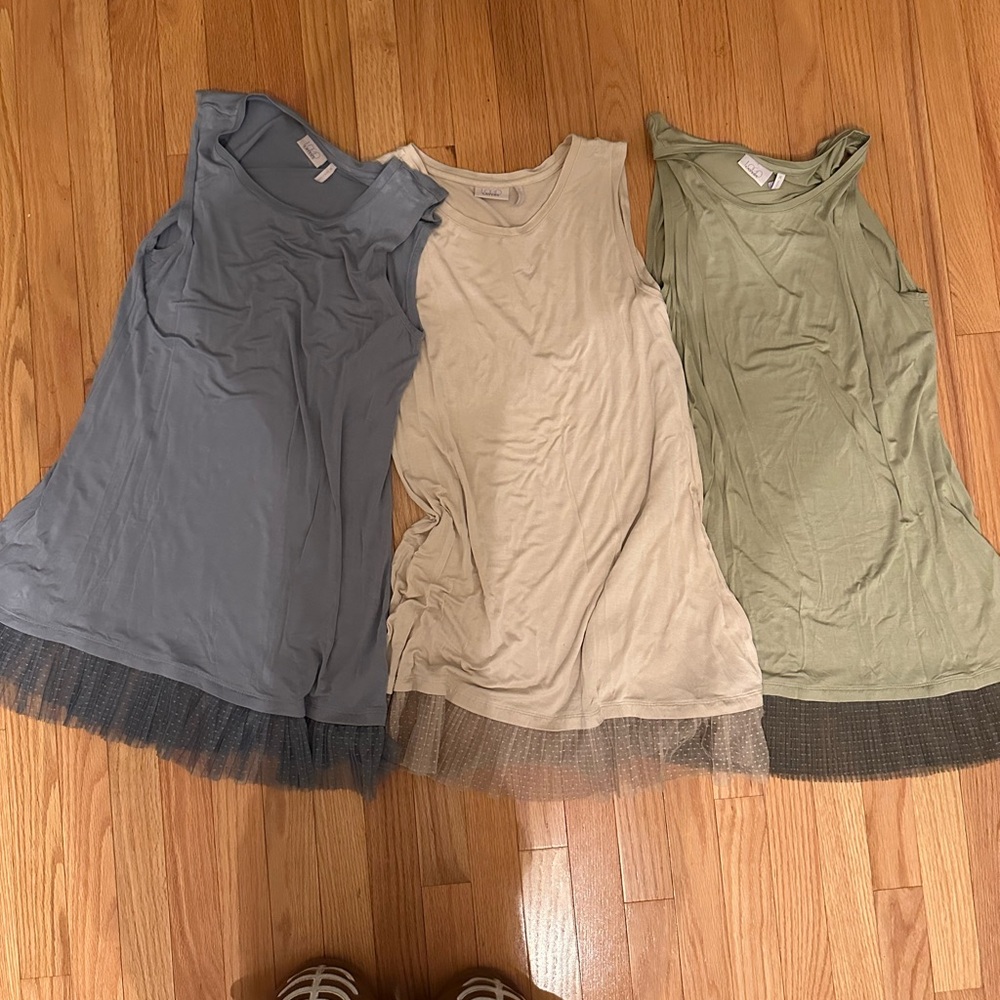 Logo- layering tops with tulle laces. You get all 3!!